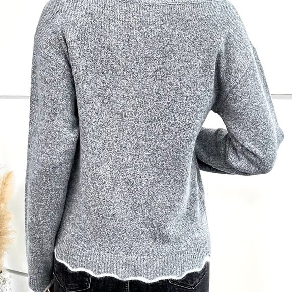 NWOT Super Soft Scallop Trim with Long Sleeve Sweater • Casual Knit Sweater - Picture 3 of 3